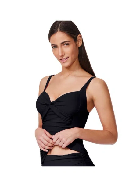 Profile By Gottex Tutti Frutti Sweetheart Twist Front Tankini Top In Black