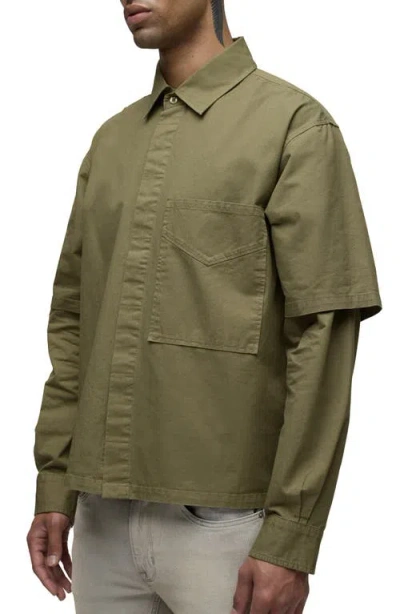 Hudson Jeans Rex Layered Look Button-up Shirt In Green