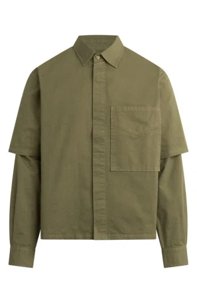 Hudson Jeans Rex Layered Look Button-up Shirt In Green