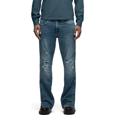 Hudson Jeans Walker Track Distressed Flared Jeans In Blue