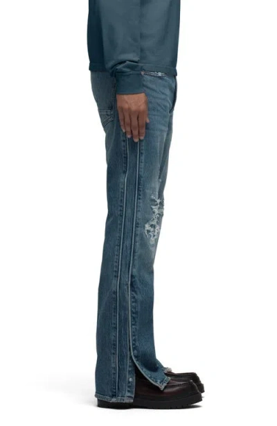 Hudson Jeans Walker Track Distressed Flared Jeans In Blue