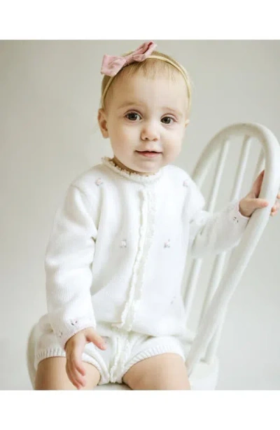 Cuclie Rosette Knit Bubble Romper In White