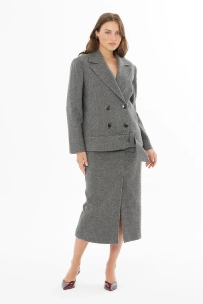Gizia Long Sleeve Jacket With Front Buttons In Gray