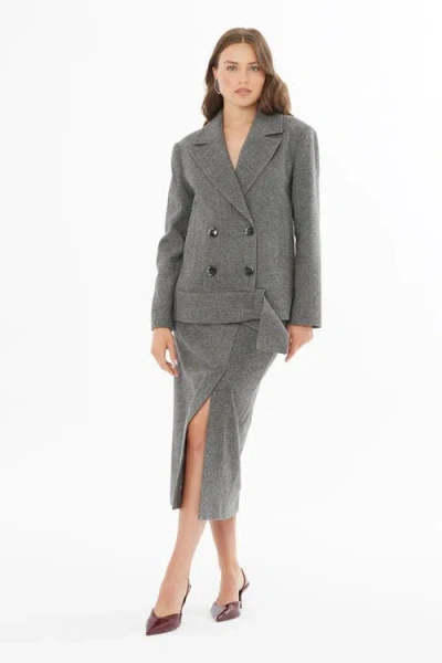 Gizia Long Sleeve Jacket With Front Buttons In Gray