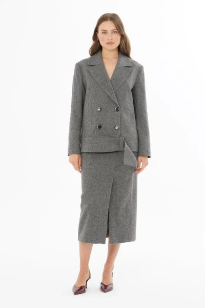 Gizia Long Sleeve Jacket With Front Buttons In Gray
