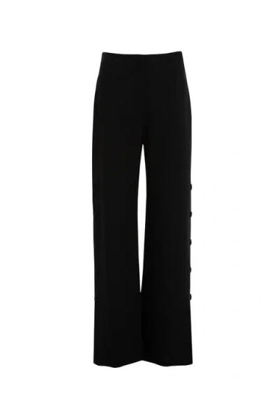 Gizia Pleated Detail High Waist Palazzo Black Pants In Black