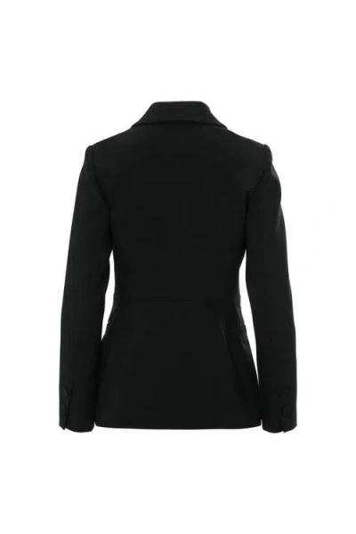 Gizia Snap Detail Shoulder Pad Pleated Pocket Lined Black Jacket In Black