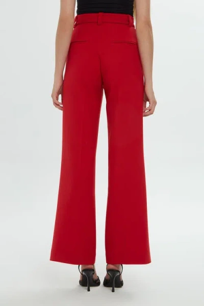 Gizia Pleated Stitch Classic Ecru Palazzo Pants In Red