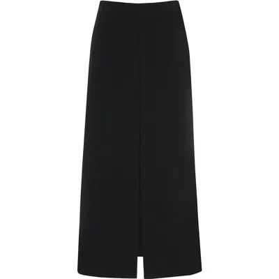 Gizia Black Long Skirt With Front And Back Slits In Black