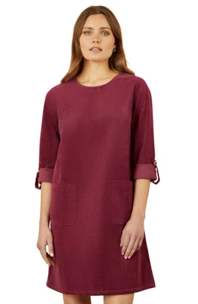 Yumi Cord Tunic Dress With Pockets In Brown