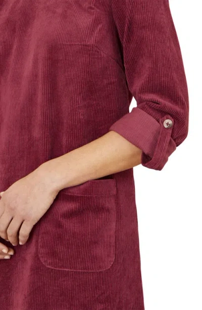 Yumi Cord Tunic Dress With Pockets In Brown