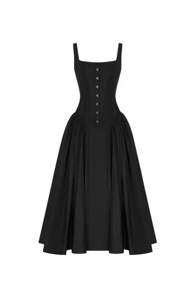 Milla Black Corset Midi Dress In Black