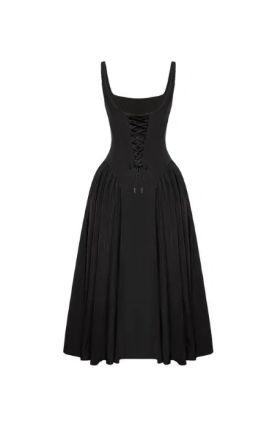 Milla Black Corset Midi Dress In Black