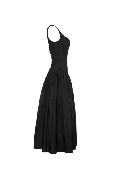 Milla Black Corset Midi Dress In Black