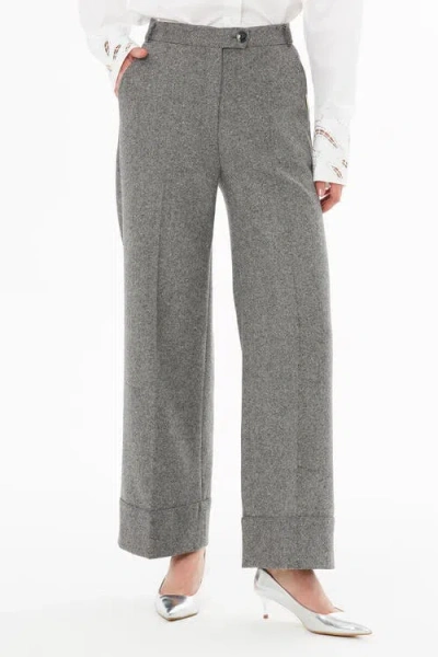 Gizia High-waisted Straight-leg Pants In Gray