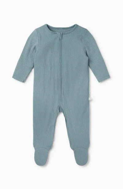 Mori Ribbed Two Way Zip-up Sleepsuit In Blue