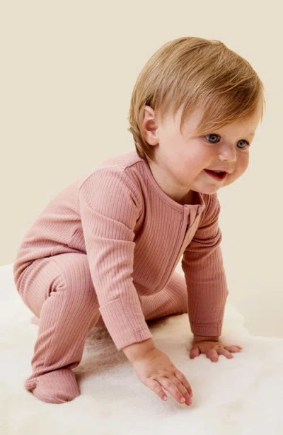 Mori Ribbed Two Way Zip-up Sleepsuit In Pink