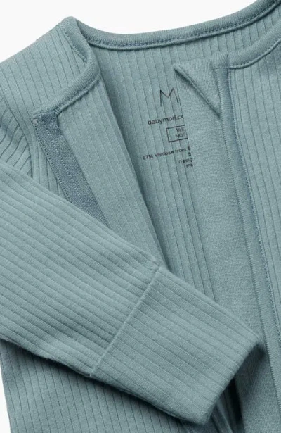 Mori Ribbed Two Way Zip-up Sleepsuit In Blue