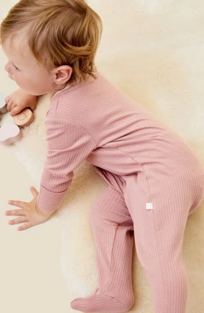 Mori Ribbed Two Way Zip-up Sleepsuit In Pink