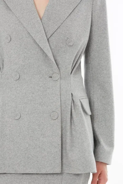 Gizia Double-breasted Notch Lapel Jacket In Gray