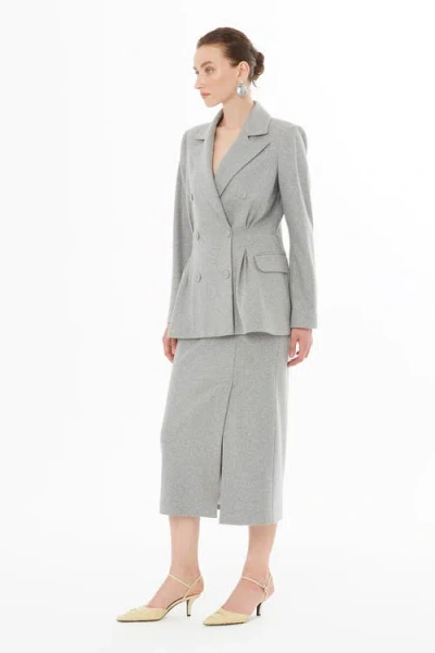 Gizia Double-breasted Notch Lapel Jacket In Gray