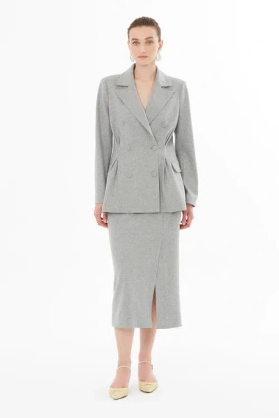 Gizia Double-breasted Notch Lapel Jacket In Gray