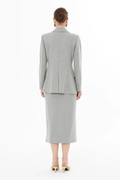 Gizia Double-breasted Notch Lapel Jacket In Gray