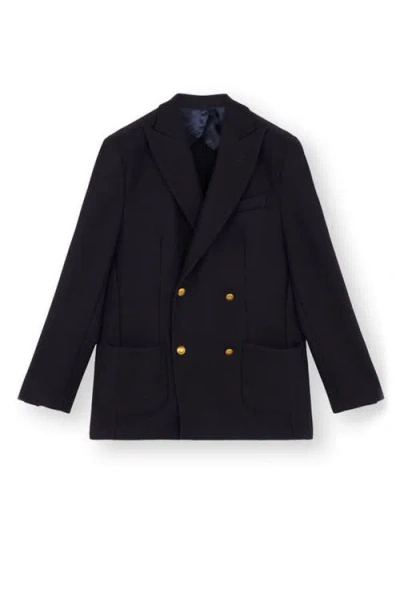 Fortela David Double-breasted Wool Jacket In Black
