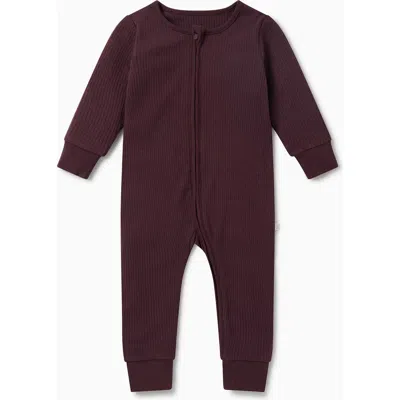 Mori Ribbed Two Way Zip-up Sleepsuit In Burgundy