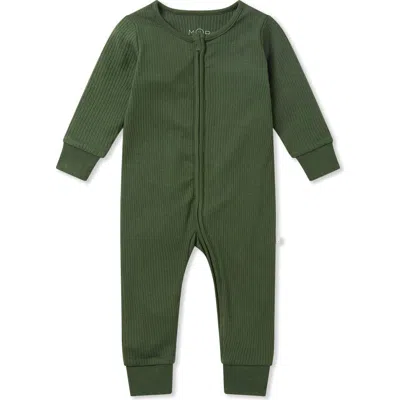 Mori Ribbed Two Way Zip-up Sleepsuit In Green