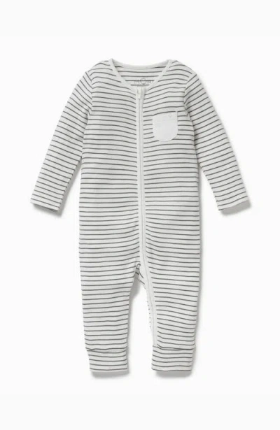 Mori Stripe Fitted One-piece Pajamas In Gray