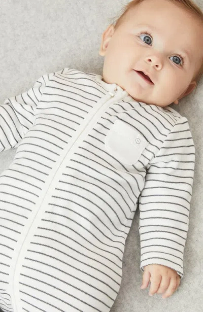 Mori Stripe Fitted One-piece Pajamas In Gray