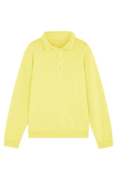 Fortela Hunting Long Sleeve Fleece Jersey Polo Shirt In Yellow