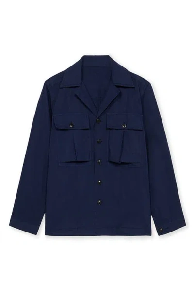 Fortela Solomont Twill Cotton Overshirt In Blue