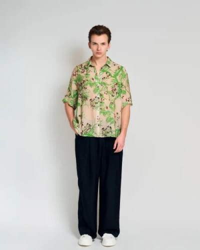 Lost Pattern Nyc "beach Blossom" Wide-leg Pants In Green