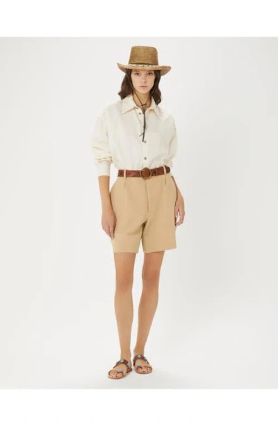 Fortela Jillian Cotton Bermuda With Pleats In Brown