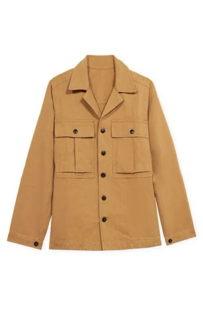 Fortela Solomons Canvas Cotton Overshirt In Brown