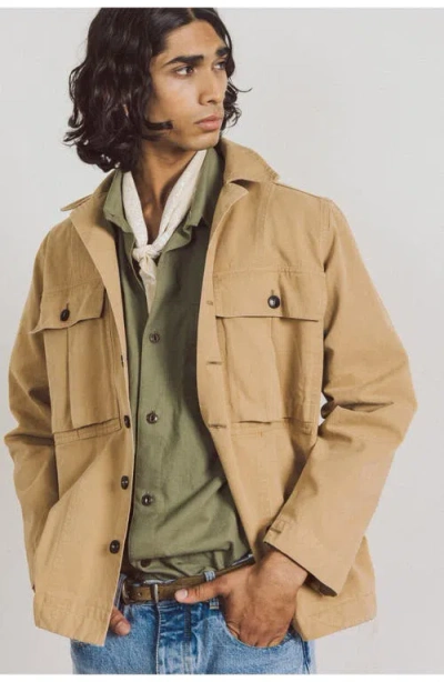 Fortela Solomons Canvas Cotton Overshirt In Brown