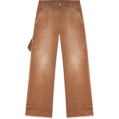 Fortela Juniat Cargo Twill Cotton Trousers In Brown