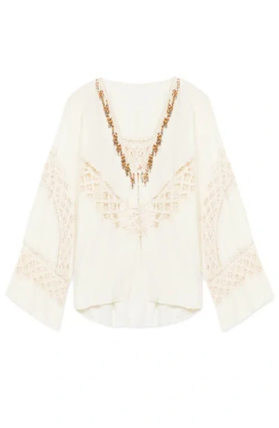 Fortela Cleide Embroidered Lace Shirt In Brown
