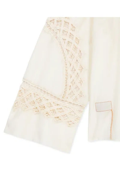 Fortela Cleide Embroidered Lace Shirt In Brown