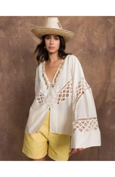Fortela Cleide Embroidered Lace Shirt In Brown