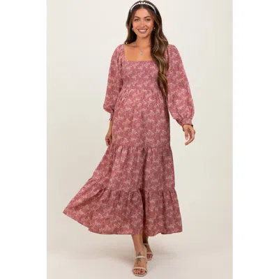 Pinkblush Floral Smocked Square Neck Maxi Dress In Pink