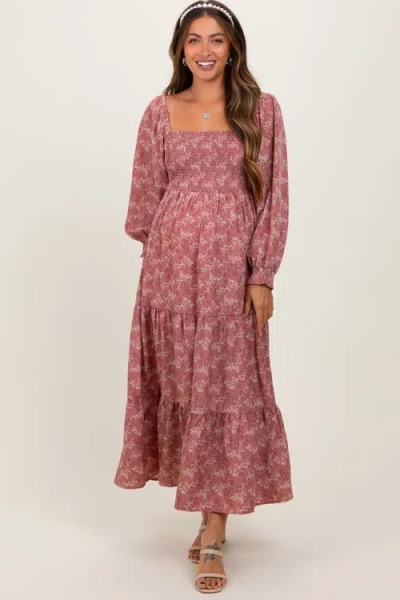 Pinkblush Floral Smocked Square Neck Maxi Dress In Pink