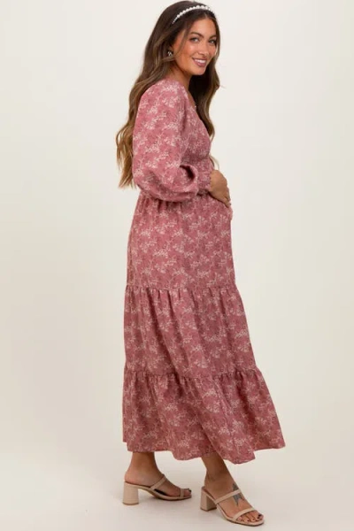Pinkblush Floral Smocked Square Neck Maxi Dress In Pink