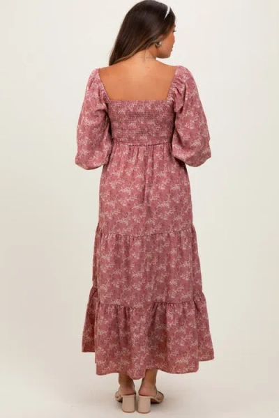 Pinkblush Floral Smocked Square Neck Maxi Dress In Pink