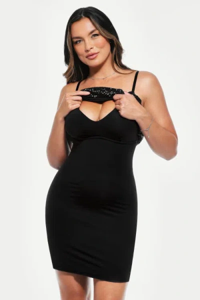 Popilush Sequin Cowl Neck Sculpting Mini Dress In Black