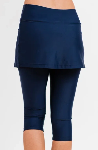 Calypsa Skirted Swim Capris In Blue