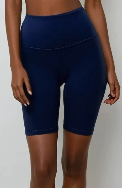 Calypsa Tummy Control Long Bike Swim Shorts In Blue