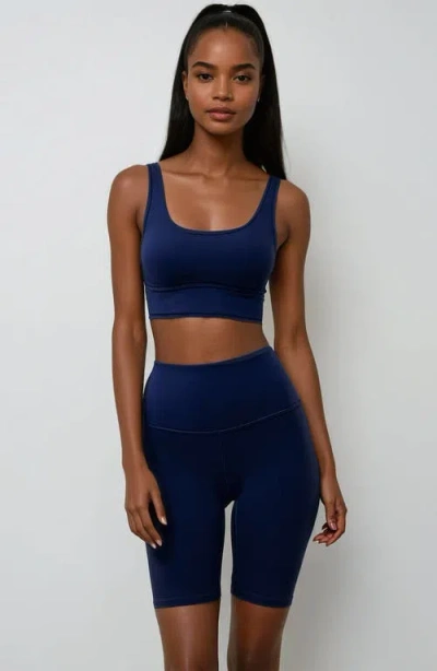 Calypsa Tummy Control Long Bike Swim Shorts In Blue